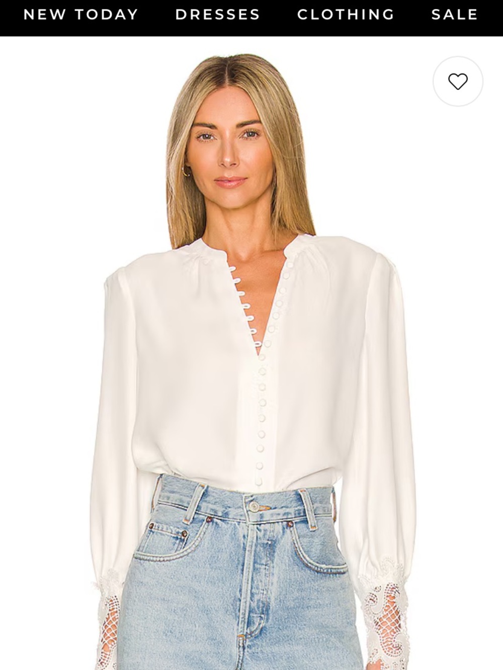 L’Agence Ava Lace Cuff Ivory Blouse - Picture 4 of 14